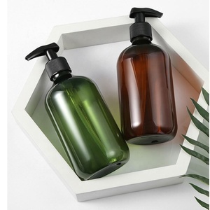 Luxury Empty Amber Dark Green 300ml 500ml PET Plastic <b>Shampoo</b> Shower Gel Lotion <b>Pump</b> <b>Bottles</b> - Product Image 2
