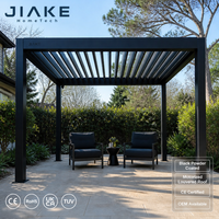 Pergola en aluminium avec revêtement en poudre noire Jiake, toit à lamelles motorisé pour patio extérieur, certifiée CE
