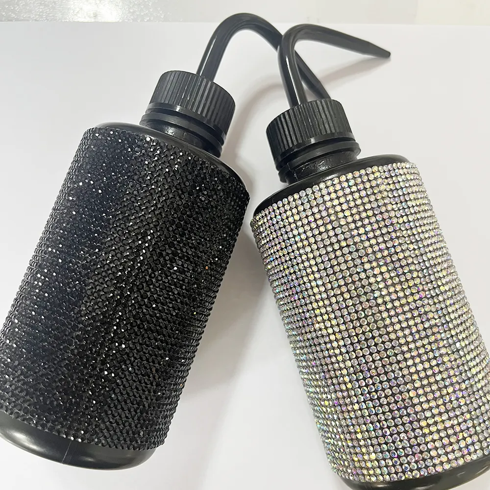 Garrafa de lavagem de cílios com strass, preto, branco e rosa, garrafa de lavagem de cílios com diamantes para limpeza de cílios, atacado