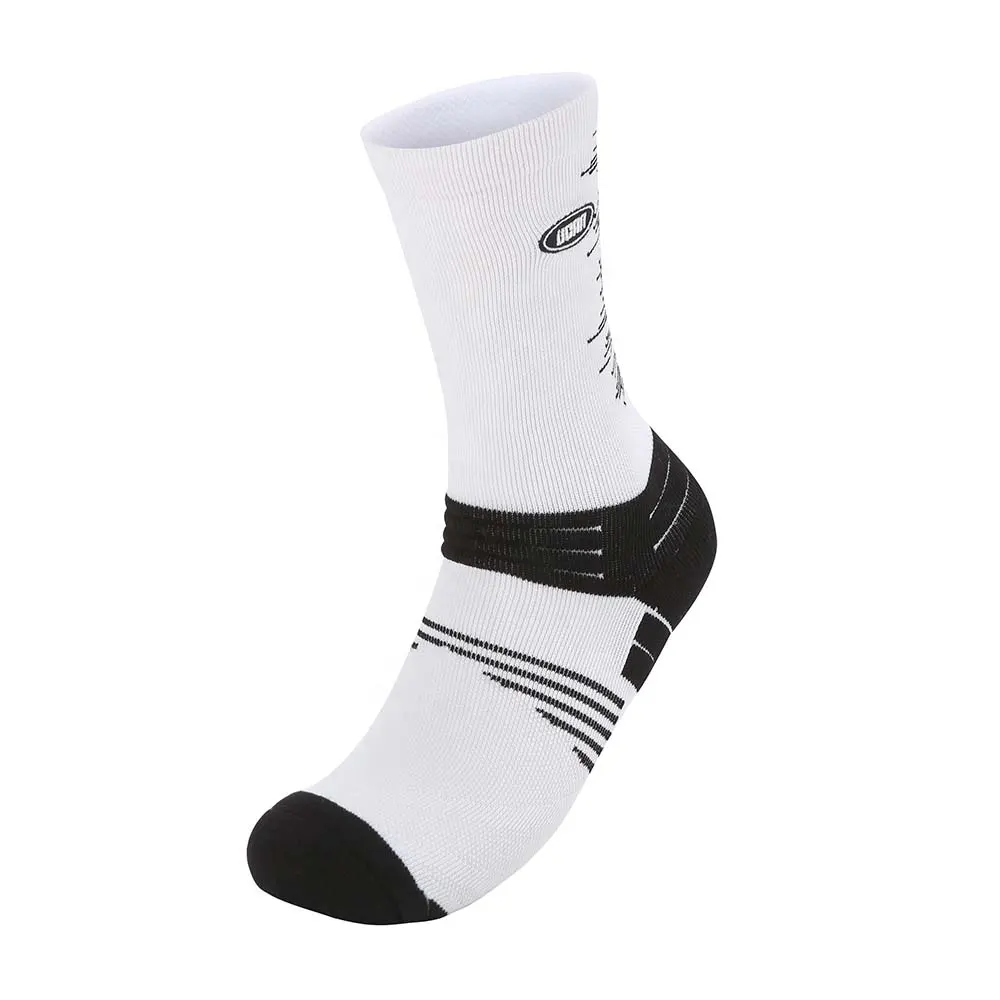 Белые и черные футбольные спортивные носки, оптовая продажа Oem Odm, Нескользящие мужские трикотажные Компрессионные носки из 100% хлопка с логотипом на заказ
