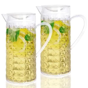 Acrylic Pitcher Clear Water Container with Lid Drink Beverage Fridge Jug BPA-Free Shatter-Proof for Iced Tea