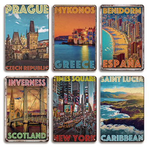 Targa in Metallo a Tema Viaggi Mondiali per Decorazione Casa e Ufficio Regalo per Amanti dei Viaggi Insegna Wanderlust - Product Image 1