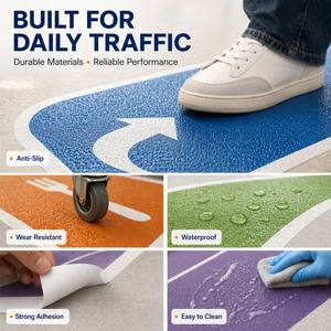<span class=keywords><strong>Vinilo</strong></span> autoadhesivo personalizado, gráficos brillantes, suelo redondo, señalización de advertencia cuadrada, pegatinas impresas, calcomanías de suelo - Product Image 3