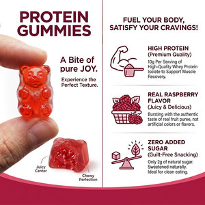 Suplemento de Proteína de Suero de Leche en Gomitas, Marca Privada OEM, 17g, Extracto de Frambuesa en Polvo y Gomitas Altas en Proteínas - Product Image 3