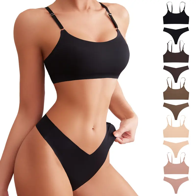 BPD108 gros multicolore sans couture sans jante en acier lingerie mince avec culotte string Sexy ensemble de lingerie pour les femmes