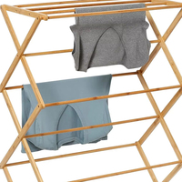 Séchoir à linge pliable personnalisé Zapatera en bambou à 6 niveaux, support de séchage multifonctionnel et pliable pour vêtements