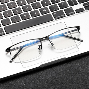 Nouvelles lunettes de vue demi-cerclées carrées en métal pour hommes, protection anti-lumière bleue, design ultra-léger, origine Taizhou - Product Image 1