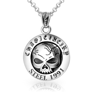 Collar con Colgante de Calavera de Acero Inoxidable, Estilo 1991, Joyería de Moda - Product Image 1