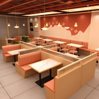 Ensemble de mobilier de restaurant moderne : Banquettes en bois, tables à plateau en marbre, chaises à dossier rond – Vente en gros