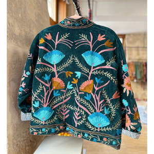 Vintage Floral Embroidered <b>Winter</b> <b>Quilted</b> Banjara Jacket Eco-Friendly 100% Cotton Women's Workwear with Cotton Lining - Product Image 4