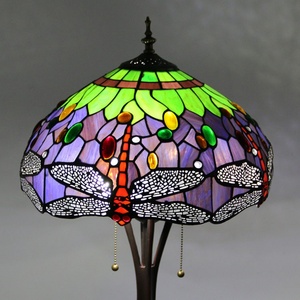 LongHuiJing Tiffany Traditional E27 LED Floor <b>Lamp</b> 63Inch Multicolored Stained Glass Dragonfly Resin <b>Base</b> Easy Installation - Product Image 1
