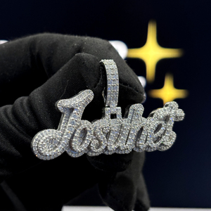 Collar con Colgante de Nombre Personalizado Estilo Hiphop, Chapado en Oro, con Letras en Moissanita, para Unisex - Product Image 6