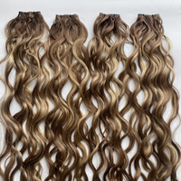 Haiyi Salon Professional Premium 100% Cheveux Humains Bouclés Genius # Extensions de cheveux 3T8-613, double trame, invisibles