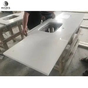 Pure White Artificial Quartz Stone Countertop Kitchen Table Tops Countertop