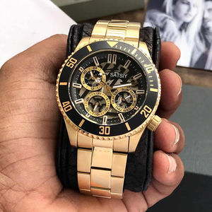 도매 SATSIY GW0488G1 남성 비즈니스 스포츠 시계 블랙 스켈레톤 포인터 다기능 크로노그래프 광택 스테인리스 스틸 - Product Image 4