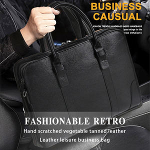 AndoBag Sac à main pour ordinateur portable 15 pouces pour hommes, en cuir de vache véritable, sac messager décontracté tendance, sacs pour hommes d'affaires 1441 - Product Image 2