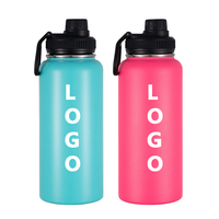 Bouteille d'eau isotherme en acier inoxydable de 32 oz avec logo personnalisé, double paroi sous vide, avec anse de transport, gobelet portable pour l'extérieur
