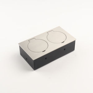 Boîtier de sortie au sol en acier inoxydable brossé couleur naturelle avec une seule prise électrique et un port de données - Product Image 1