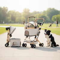 Poussette pour animaux de compagnie multifonctionnelle, légère, pliable à 4 roues, réglable, confortable, lavable, imperméable, grande capacité, portable