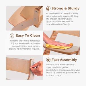 Chaise haute en <span class=keywords><strong>bois</strong></span> |   Siège pour tout-petit réglable <span class=keywords><strong>et</strong></span> évolutif |   Parfait pour les cuisines modernes <span class=keywords><strong>et</strong></span> minimalistes, <span class=keywords><strong>bois</strong></span> naturel <span class=keywords><strong>et</strong></span> <span class=keywords><strong>blanc</strong></span> - Product Image 3