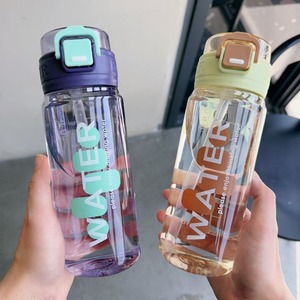 Botella de Agua con Pajita, Tapa de Plástico con Botón, Unisex, para Senderismo, Camping, Diseño Moderno, Libre de BPA - Product Image 2