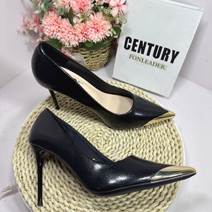 Zapatos de Tacón Alto de 9.5cm para Mujer, Negros, de Charol, con Punta Metálica, Estilo Stiletto, Sexys, para Fiesta - Product Image 6