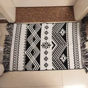 波西米亚跑步者地毯2x8英尺，可机洗走廊编织纹理床边地毯中性区域地毯