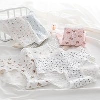 Celana Dalam Wanita Berenda Ukuran Besar Lingerie Motif Bunga Pakaian Dalam Bergaris dengan Hiasan Renda Manis Pakaian Dalam Wanita Lembut untuk Sehari-hari