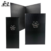 Porte-menu en cuir PU grain crocodile noir sur mesure, vente en gros, dossier de menu haut de gamme pour hôtel, café