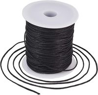 Cordon en coton ciré noir de 1,5 mm, longueur personnalisée, pour macramé, perlage, fabrication de bijoux, vêtements, chaussures, sacs, bracelets