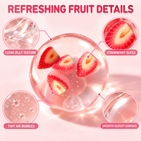 Balle anti-stress souple en plastique, faite à la main, à l'huile de coco et à la vaseline, à l'aspect fraise, hautement transparente, non rebondissante