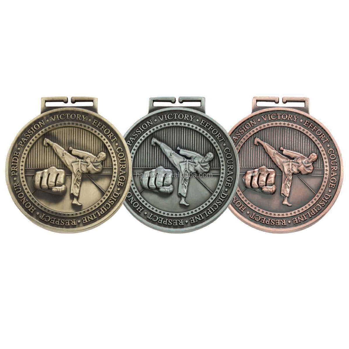 2024 2023 diseño personalizado 3D Aleación de Zinc Irlanda Karate deportes Medallas Trofeos WUKF Memorial recuerdo Metal plata Karate medalla