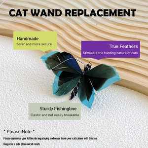 Jouet interactif pour chat avec plume de papillon remplaçable, clochette, baguette de chasse, pour le jeu, l'exercice, le soulagement de l'anxiété et le nettoyage des dents, rechargeable - Product Image 4