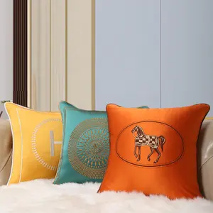 Custom 45x45 50x50 60x60cm Sofa Pillowcases And Throw Pillow Case High Quality Silk Embroidery Cushion Cover For Home Decor