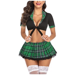 Lingerie pour femmes, costume sexy d'écolière, ensemble de lingerie, dentelle, cosplay d'étudiante, jeu de rôle avec haut et mini-jupe - Product Image 6