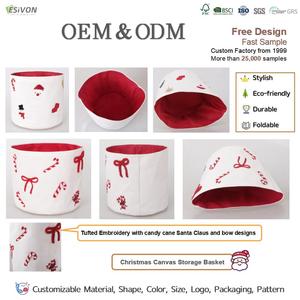 Cesta <span class=keywords><strong>de</strong></span> Almacenamiento Plegable ESiVON con Bordado <span class=keywords><strong>de</strong></span> Bastón <span class=keywords><strong>de</strong></span> Caramelo <span class=keywords><strong>de</strong></span> Santa Claus, Forro Rojo, Regalo Navideño, Organizador <span class=keywords><strong>de</strong></span> Juguetes - Product Image 2