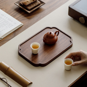 Guanlan Walnut <b>Tea</b> Tray Solid Wood Dry Brewing Teapot Holder Storage Tray For <b>Tea</b> <b>Set</b> - Product Image 3