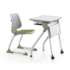 Table et chaise d'école réglables en hauteur, écologiques et durables, table à dessin mobile avec plateau en MFC pour salle d'art - Product Image 2