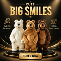 Costume de mascotte d'ours en peluche moelleux, tenue intégrale pour événements, fêtes, carnavals, promotions, publicité et spectacles