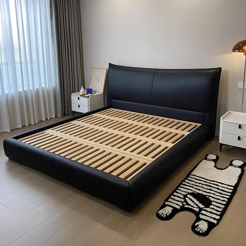 ATUNUS italienisches minimalistisches Luxus-Lederbett französisches Doppelbett modern einfach König/Königin Großbett