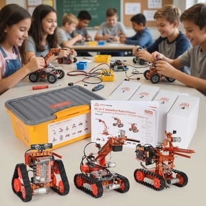 Kit <span class=keywords><strong>de</strong></span> Robot Educativo STEM <span class=keywords><strong>de</strong></span> Metal 12 en 1 para Aprendizaje <span class=keywords><strong>de</strong></span> Programación, Materiales Didácticos para el Hogar y la Escuela - Product Image 1