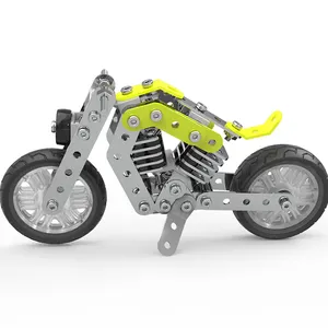 金属製バイクビルディングブロッククリエイティブDIY車両モデルセット子供用おもちゃのオートバイを組み立てる合金部品を啓発