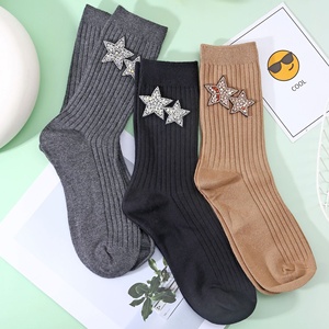 Calzini donna moda Star glitterato brillante diamanti scintillante cotone inverno calzini allentati Harajuku natale stile - Product Image 3