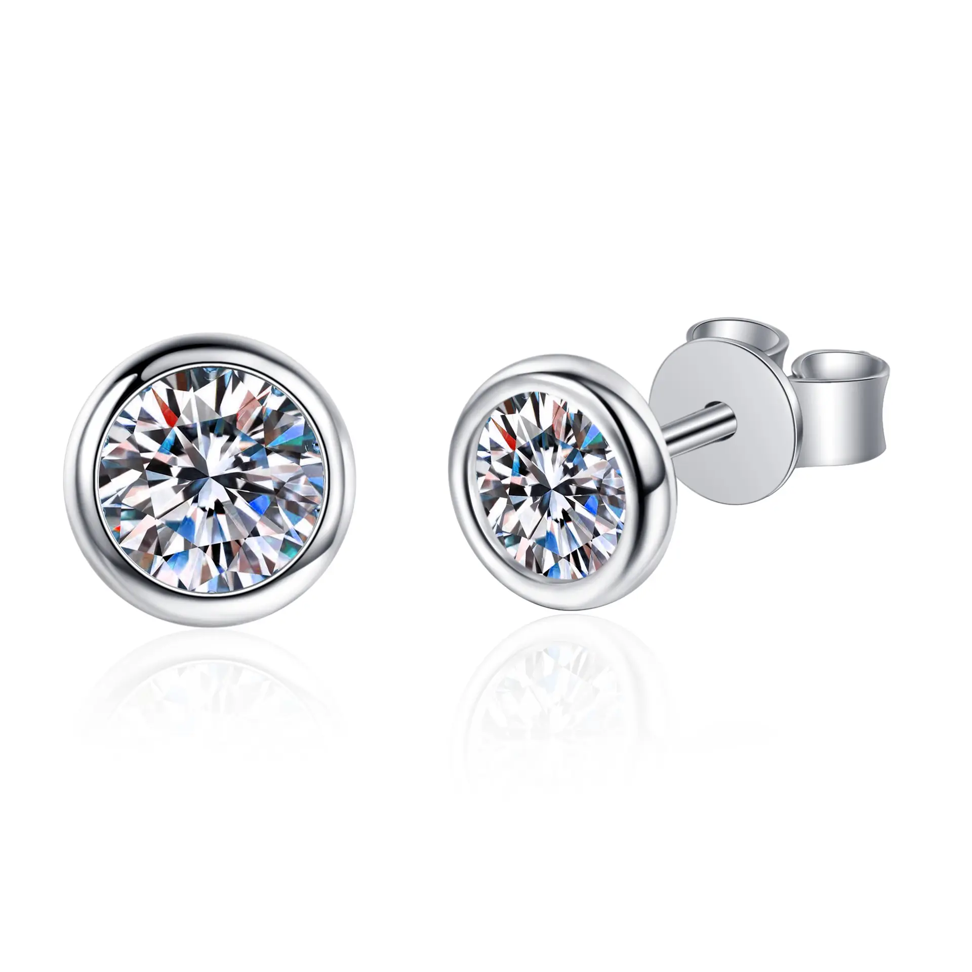 2024 New pt950 gold plated 925 sterling silver 1ct,2ct moissanite fashion earrings wholesale simple earrings for girls