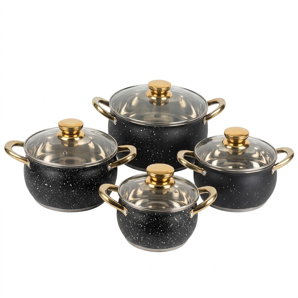 FLEY 8PCS Stainless Steel Kitchen Cookware Set with Glass Lids, Multi-Purpose Pot Set Suitable for All Stovetops · image 4