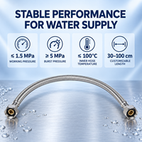 Tuyau d'arrivée d'eau tressé SUS304 F1/2, connecteur flexible d'alimentation en eau 1,5 MPa, 30-100 cm, pour salle de bain, idéal pour les espaces restreints