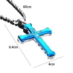 Collier pendentif <span class=keywords><strong>croix</strong></span> diamant tendance pour hommes <span class=keywords><strong>et</strong></span> femmes, chaîne maillons dominante <span class=keywords><strong>en</strong></span> argent, <span class=keywords><strong>or</strong></span> <span class=keywords><strong>et</strong></span> noir, durable <span class=keywords><strong>et</strong></span> à la mode - Product Image 6