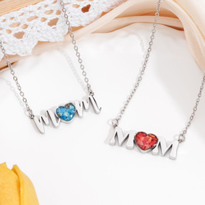Día DE LA MADRE inicial mamá collar corazón naturaleza piedra mamá colgante collar el mejor regalo <span class=keywords><strong>para</strong></span> madre - Product Image 1