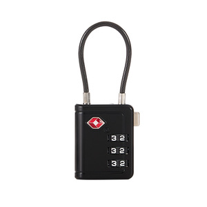 TSA Approved Combination <b>Lock</b> 4 Digit Zinc Alloy Travel Padlock For Luggage Security Customizable <b>With</b> Steel <b>Cable</b> Shackle - Product Image 1