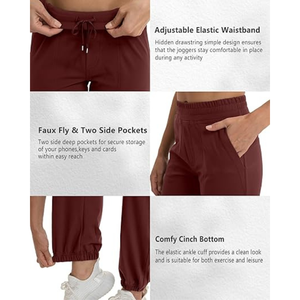 Pantalones Jogger de Cintura Alta con Puños Elásticos y Bolsillos para Mujer |   Pantalones elásticos para yoga, gimnasio, correr y uso diario - Product Image 5